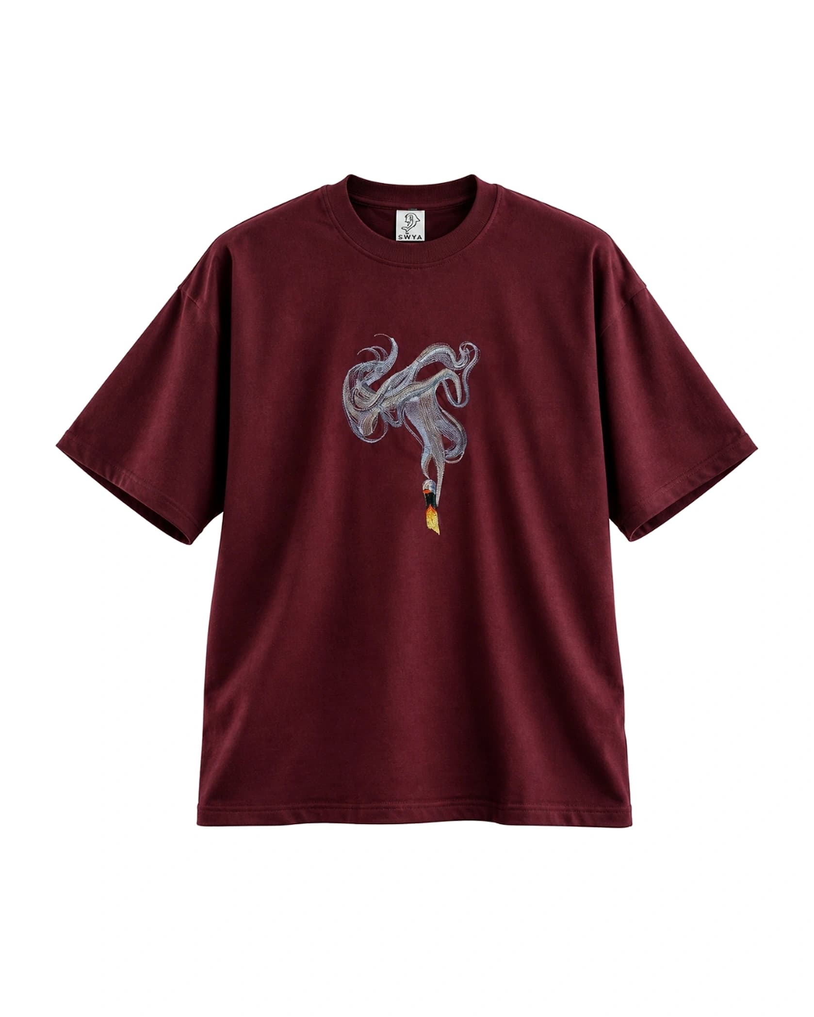 SWYA Matchstick with Swirling Smoke Embroidery - 41739209 4679 40d3 98e6 d57578703472 match smoke tee maroon 4x5